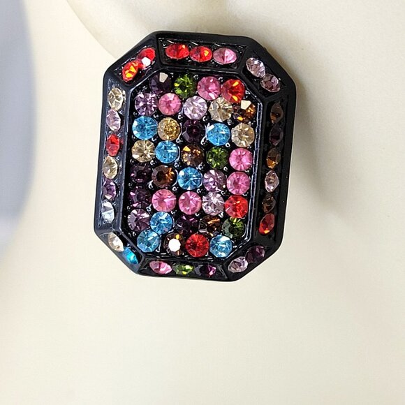 Multicolor Crystal Small Stud Earrings - Picture 2 of 10